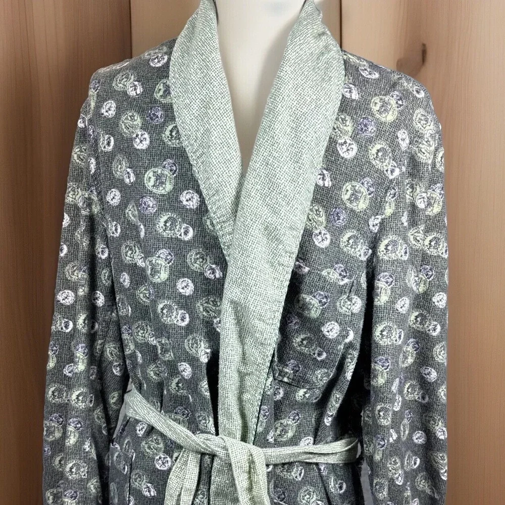 Pilgrim True Vintage 50s Blanket Robe Men L Flannel Sanforized Coins Green‎ Rare